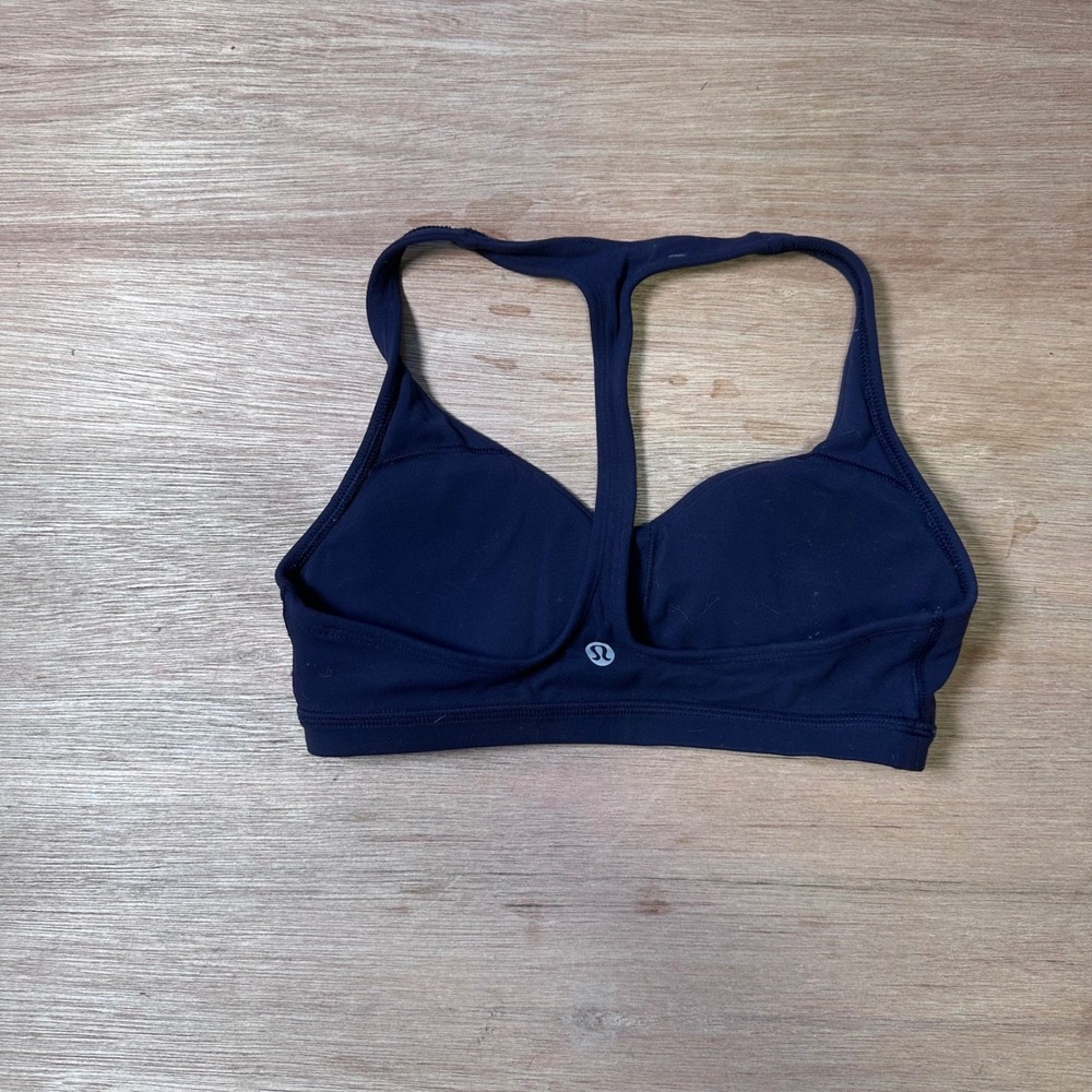 Lululemon Navy Blue Racerback Sports Bra V-Neck T-Back Activewear Womens Sz 2 - Picture 5 of 8
